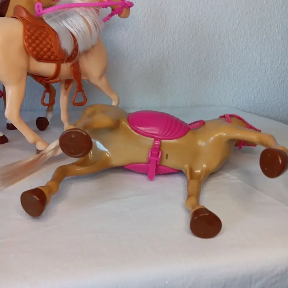 Barbie Horse Lot Pink Brown  Saddles Stable Replacement Brushable Hair